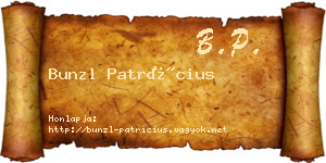 Bunzl Patrícius névjegykártya